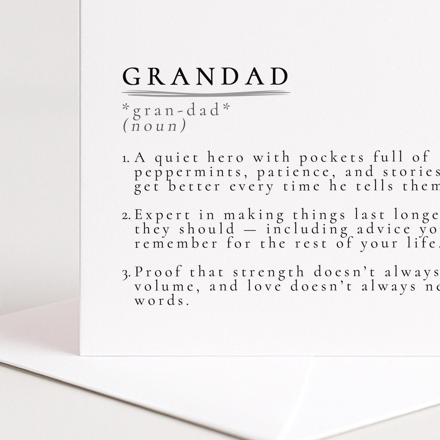 Grandad Definition Card – Sentimental Birthday Card With Premium Matte Finish