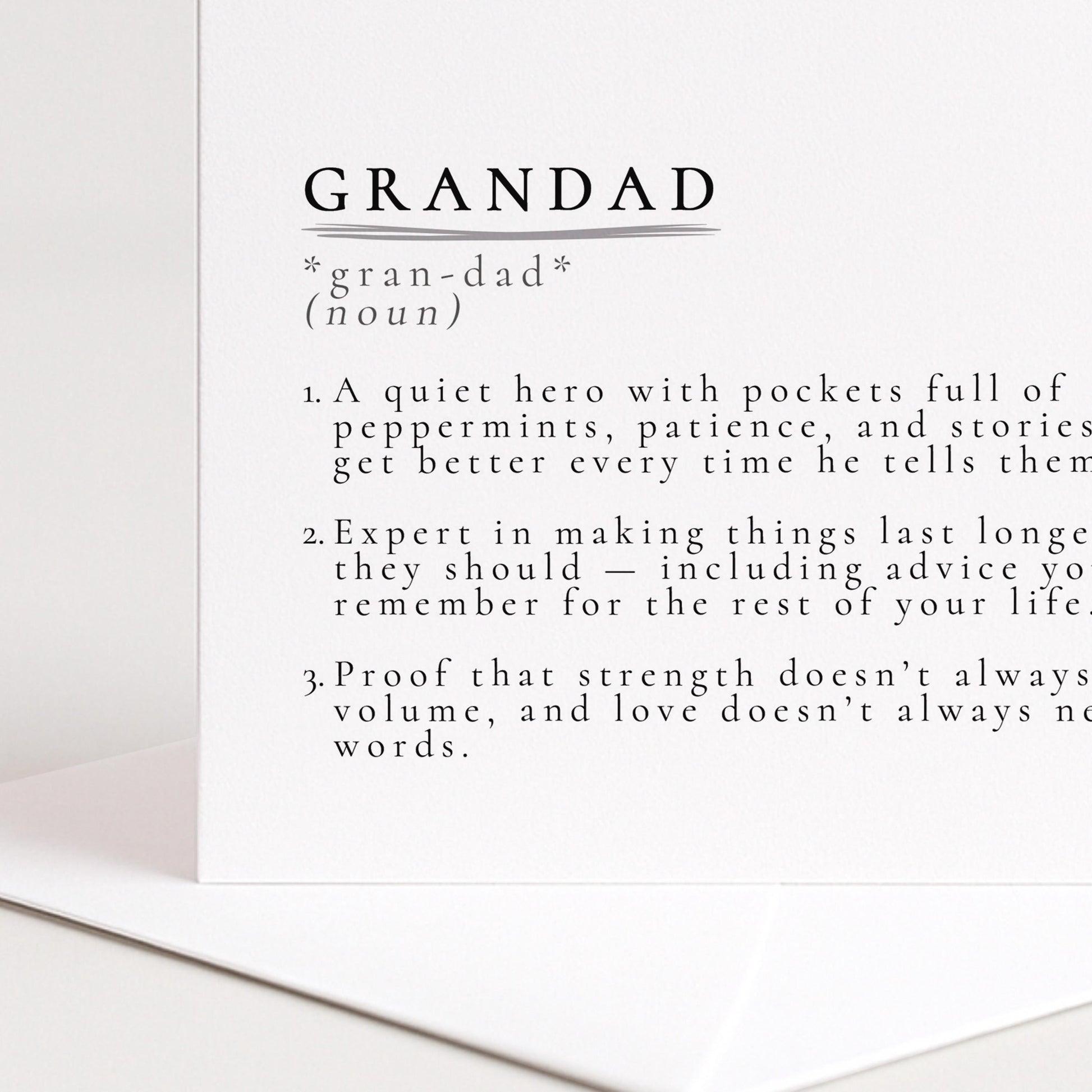 Grandad Definition Card – Sentimental Birthday Card With Premium Matte Finish