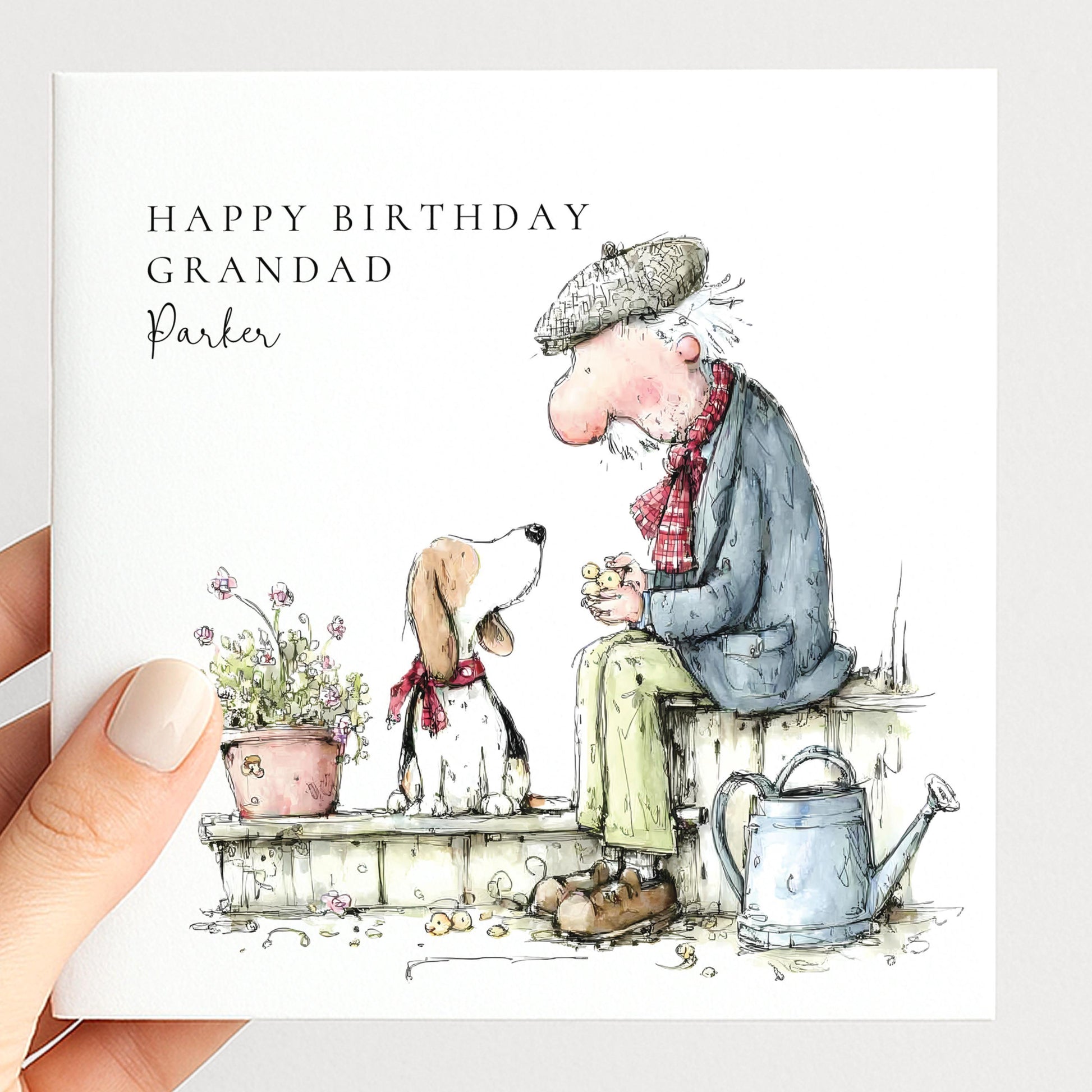 Grandad Dog Birthday Card | Heartfelt Personalised Birthday Card For Grandpa With Matte Finish