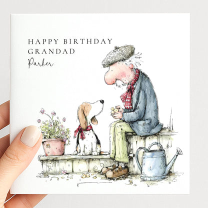 Grandad Dog Birthday Card | Heartfelt Personalised Birthday Card For Grandpa With Matte Finish