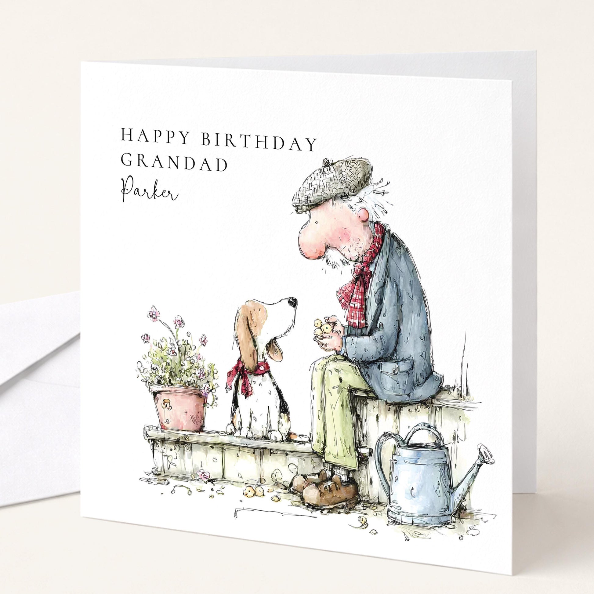 Grandad Dog Birthday Card | Heartfelt Personalised Birthday Card For Grandpa With Matte Finish
