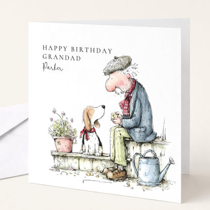 Grandad Dog Birthday Card | Heartfelt Personalised Birthday Card For Grandpa With Matte Finish