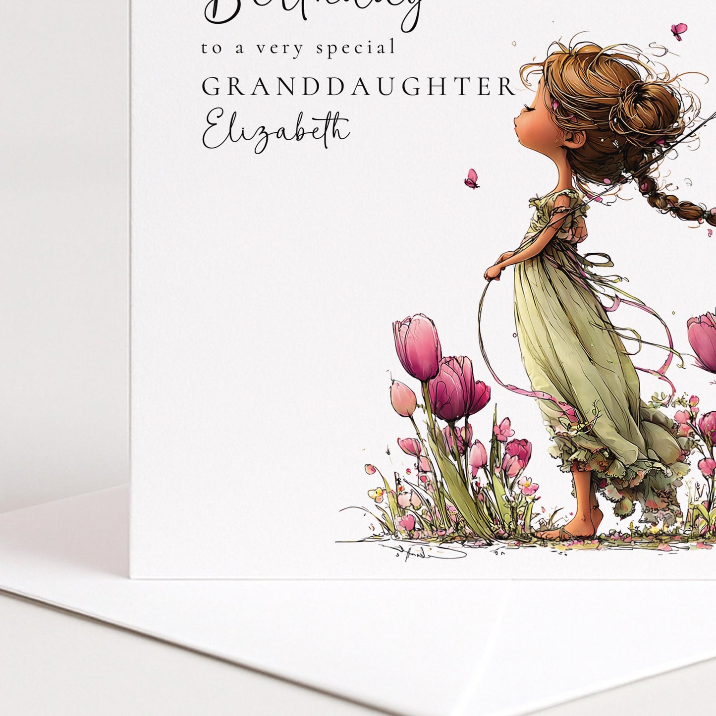 Granddaughter Birthday Card Brunette Hair