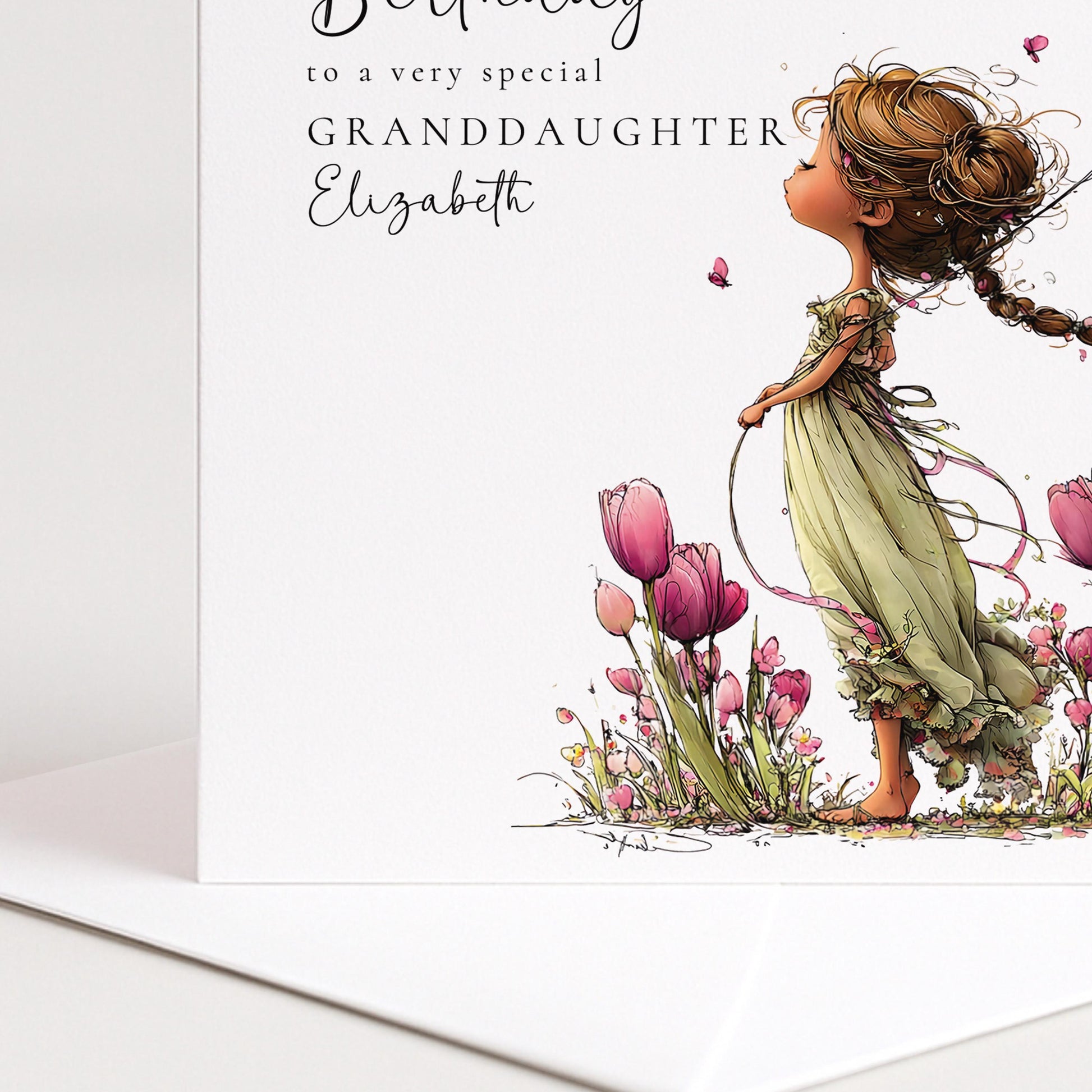 Granddaughter Birthday Card Brunette Hair