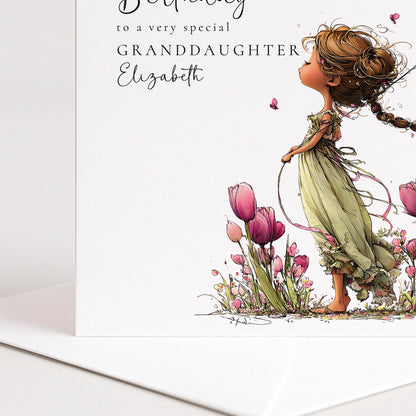 Granddaughter Birthday Card Brunette Hair