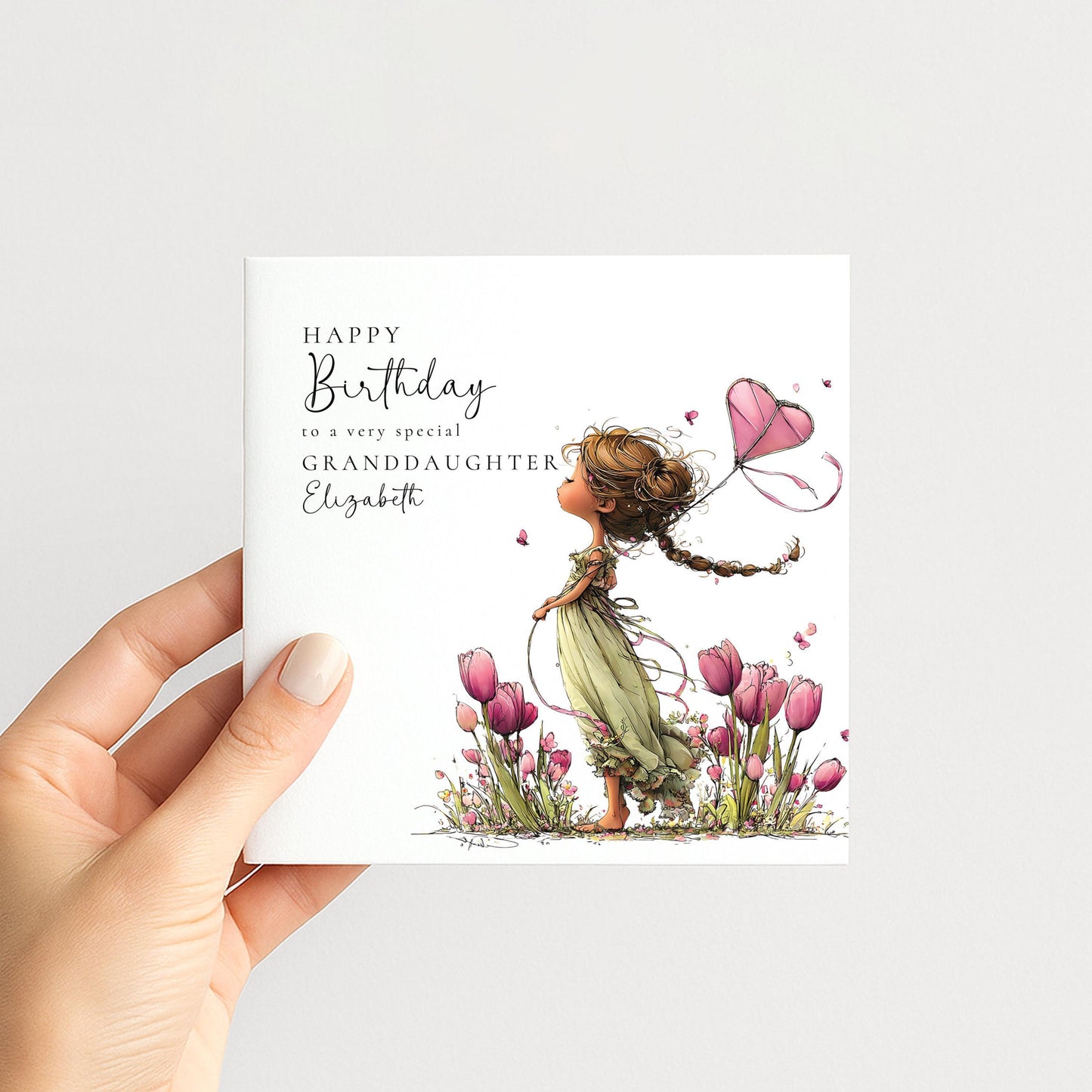 Granddaughter Birthday Card Brunette Hair