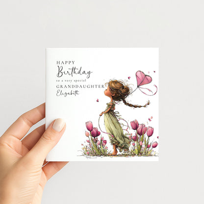 Granddaughter Birthday Card Brunette Hair