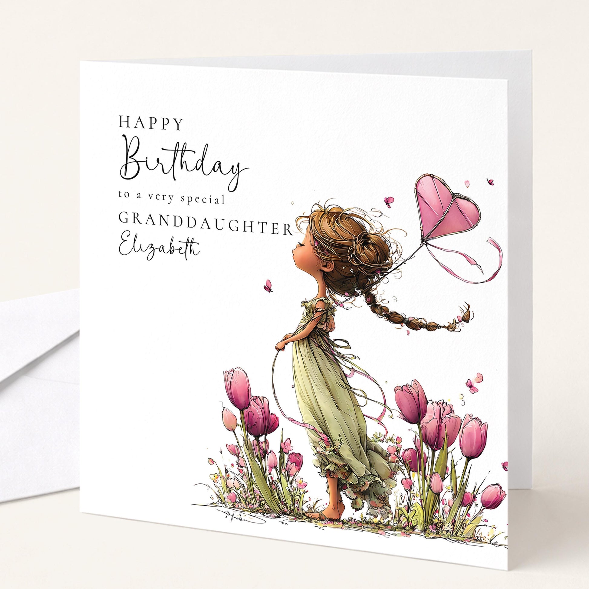 Granddaughter Birthday Card Brunette Hair