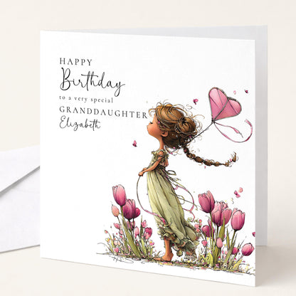 Granddaughter Birthday Card Brunette Hair