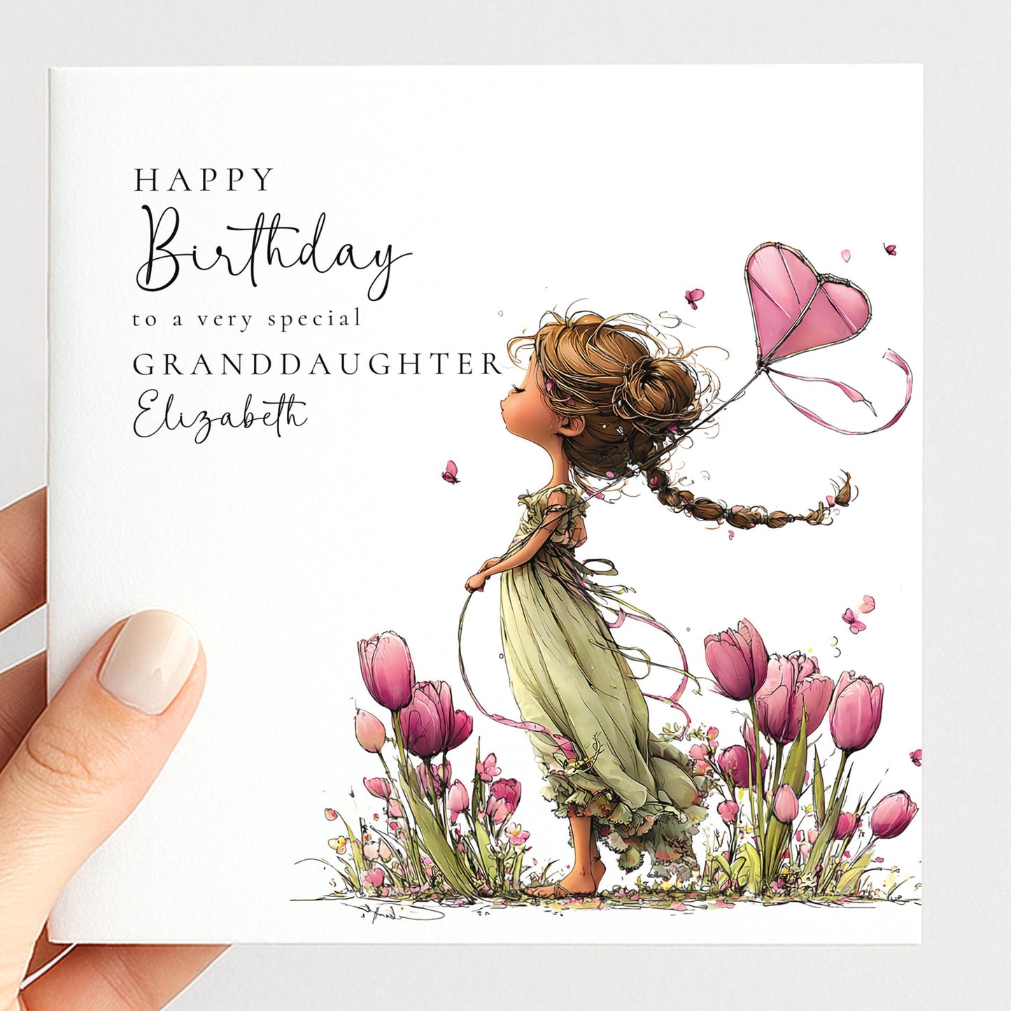 Granddaughter Birthday Card Brunette Hair