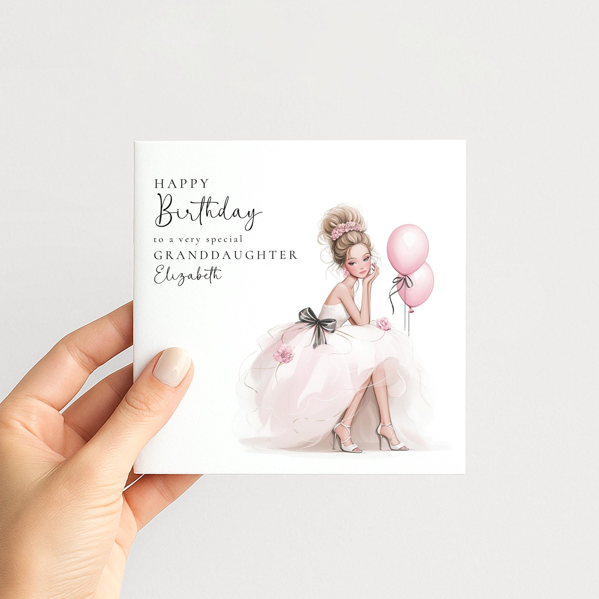 Personalized blonde granddaughter birthday card for teens by Whimsi Lilley, featuring colorful designs and a heartfelt message.