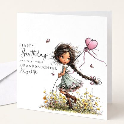 Granddaughter Birthday Card – Personalised Floral Design With Matte Finish