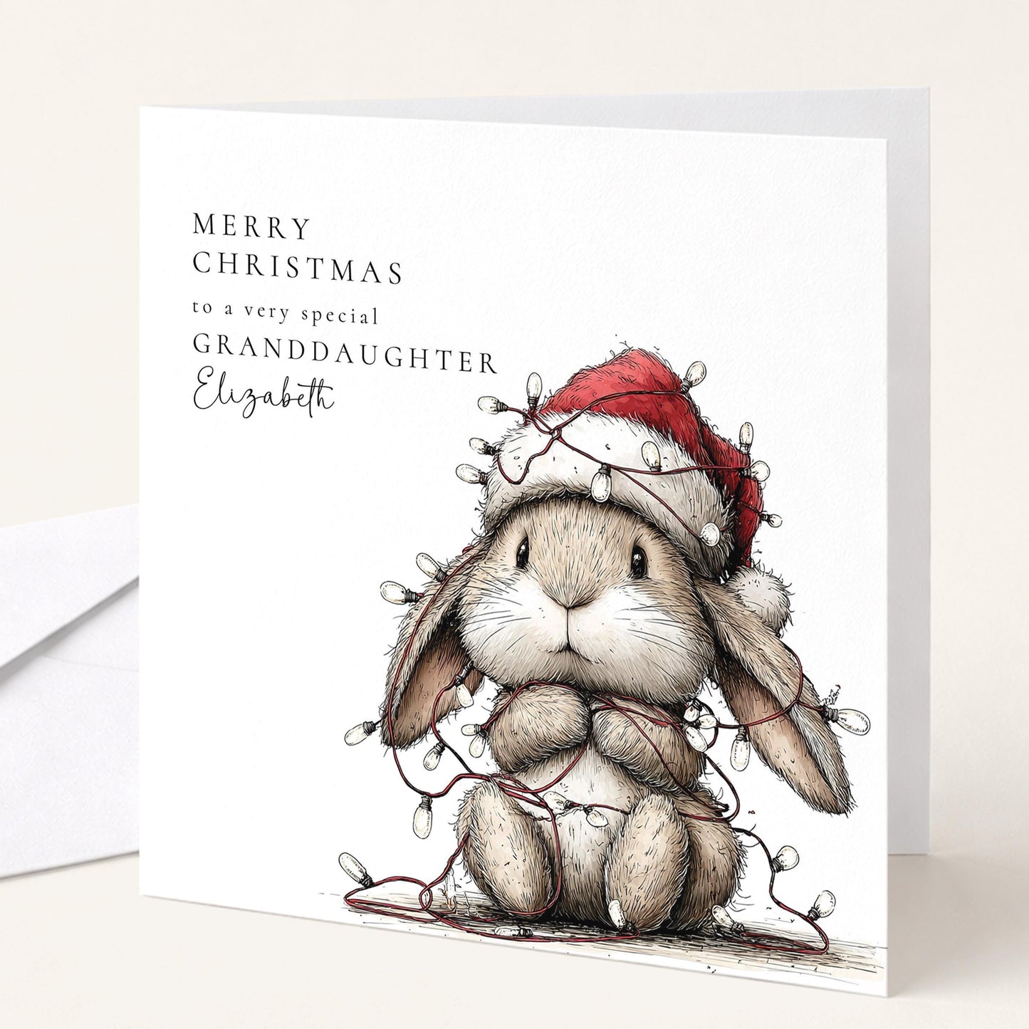 Granddaughter Christmas Card Cute Bunny