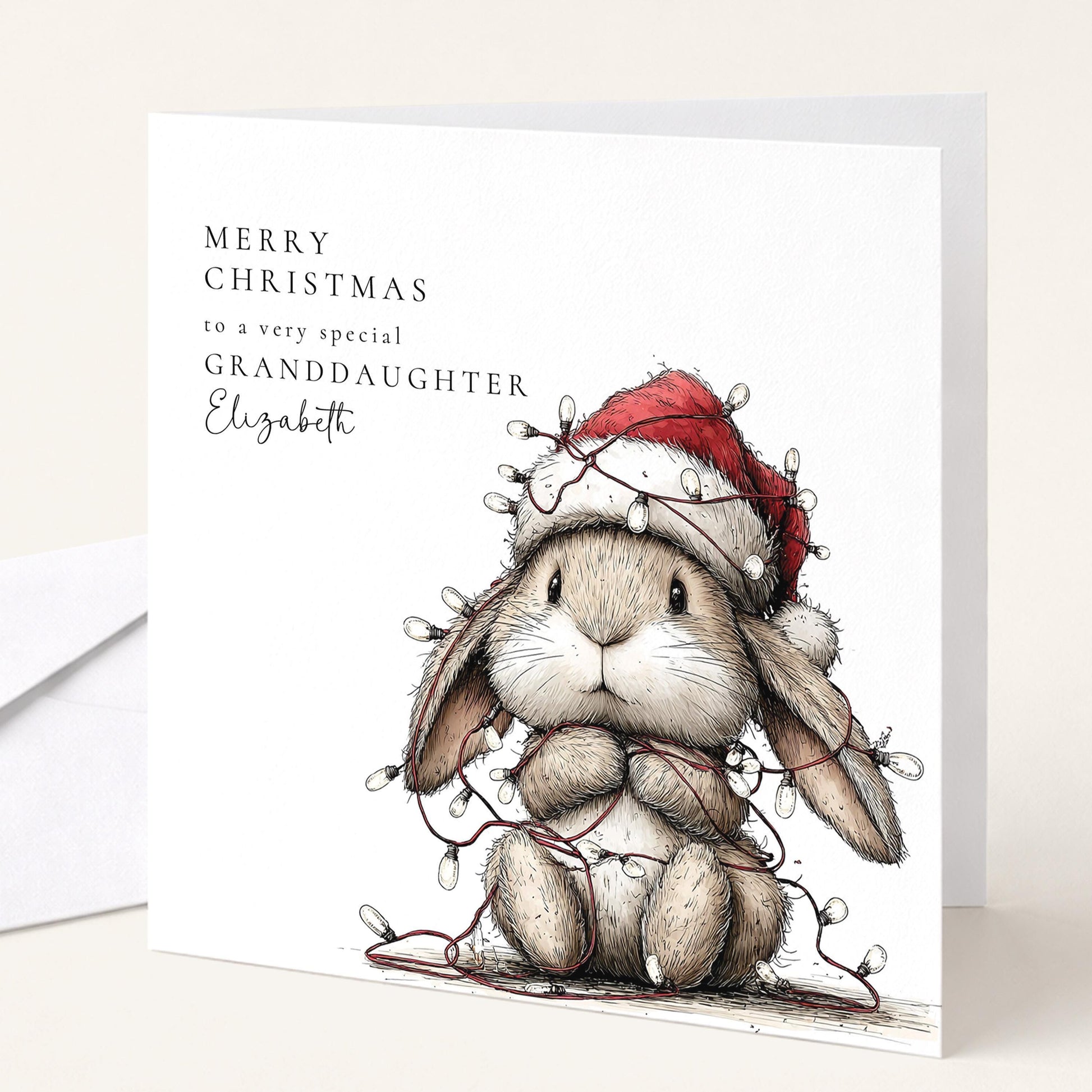 Granddaughter Christmas Card Cute Bunny