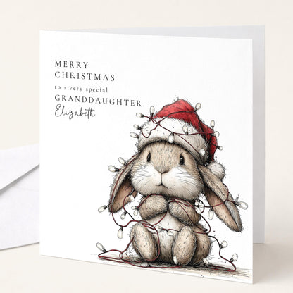 Granddaughter Christmas Card Cute Bunny