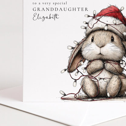 Granddaughter Christmas Card Cute Bunny