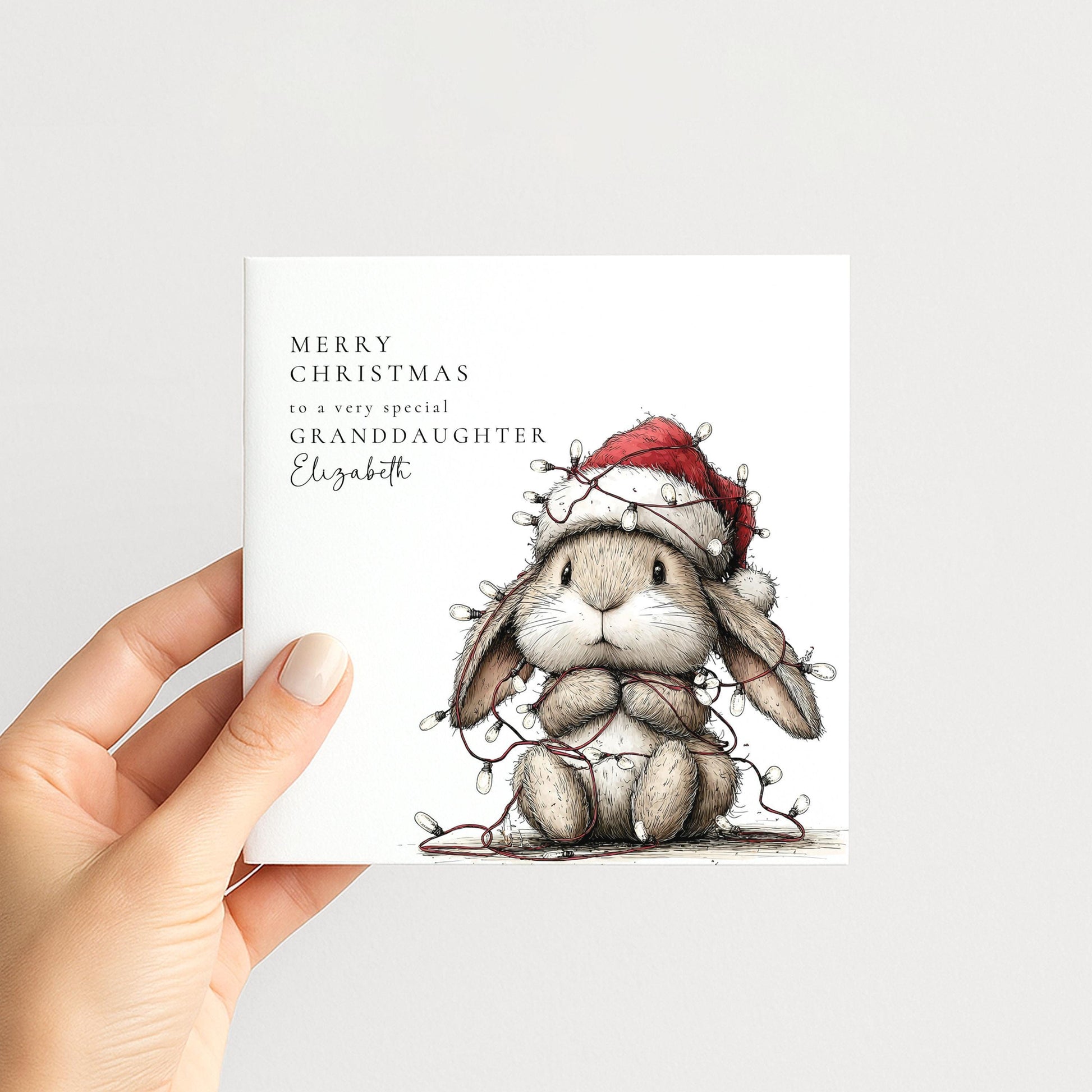 Granddaughter Christmas Card Cute Bunny