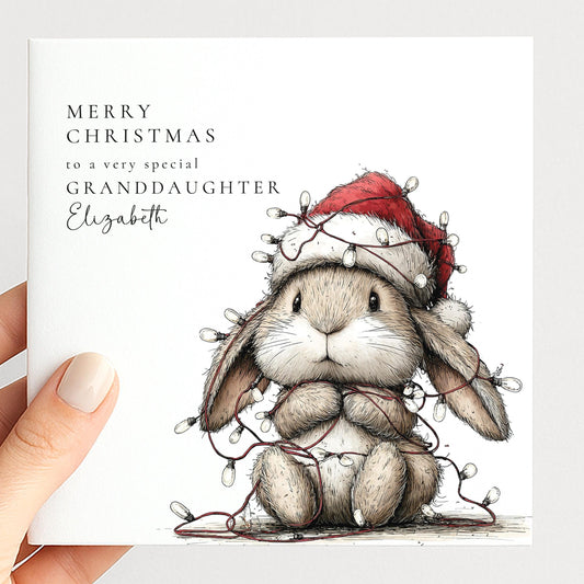 Granddaughter Christmas Card Cute Bunny