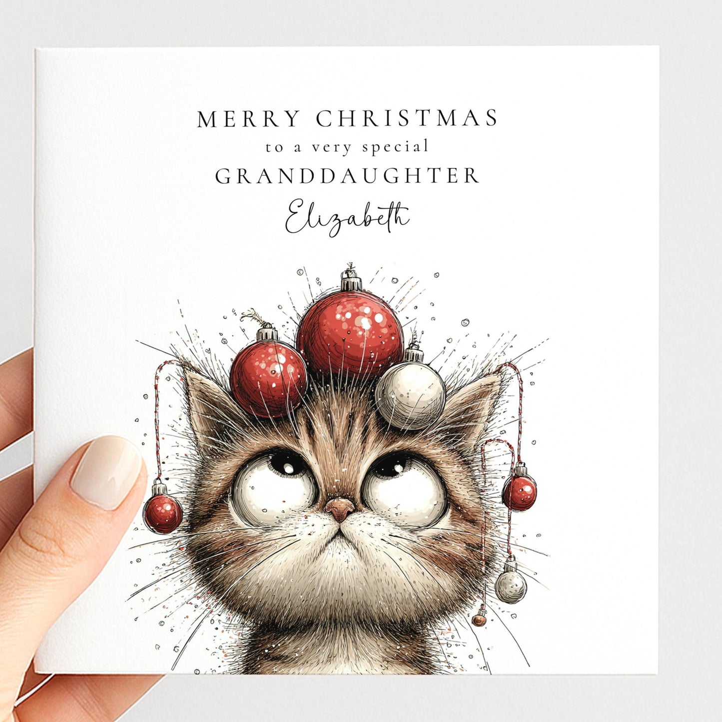 Granddaughter Christmas Card Cute Funny Cat