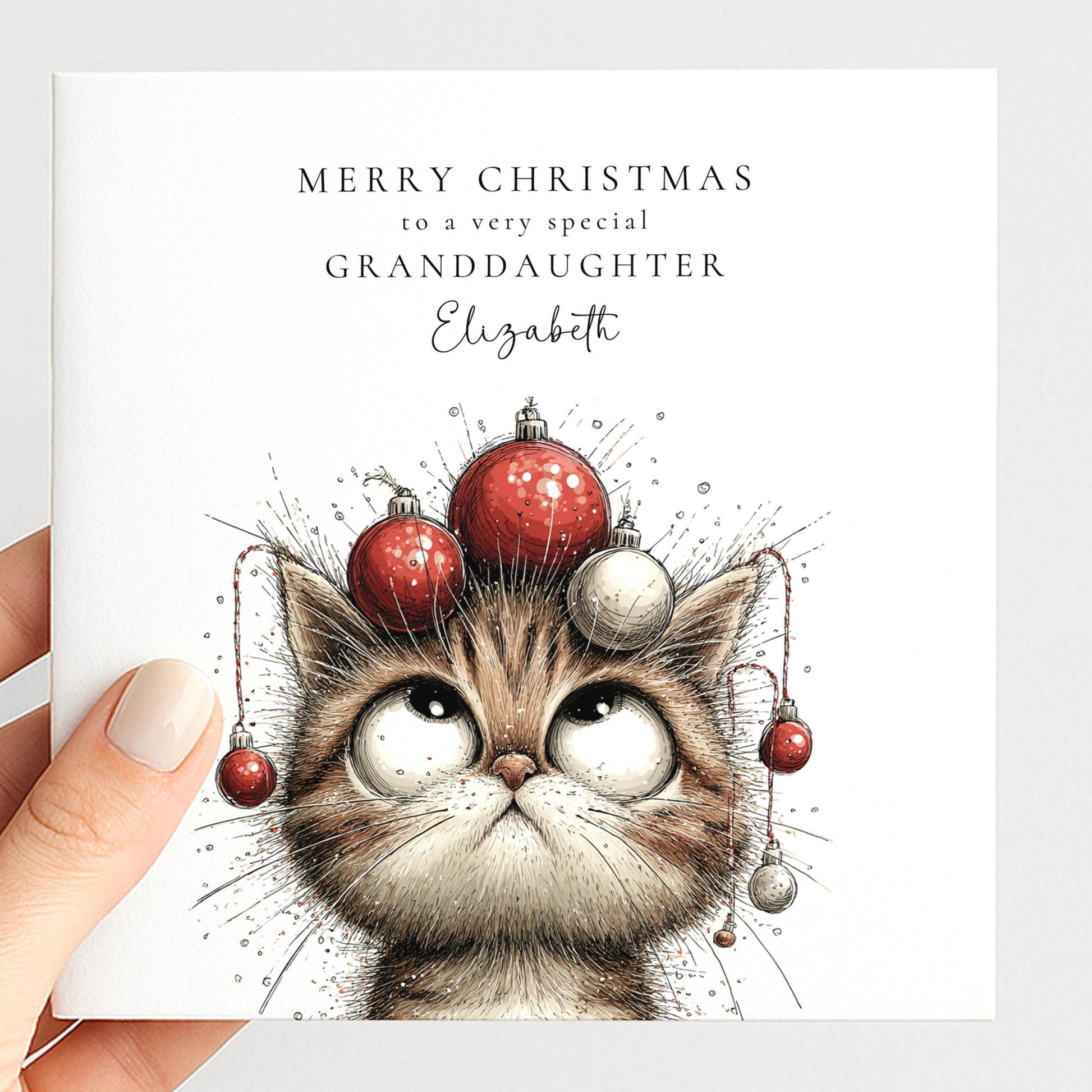 Granddaughter Christmas Card Cute Funny Cat