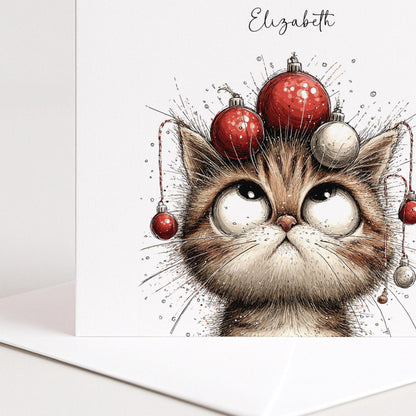 Granddaughter Christmas Card Cute Funny Cat