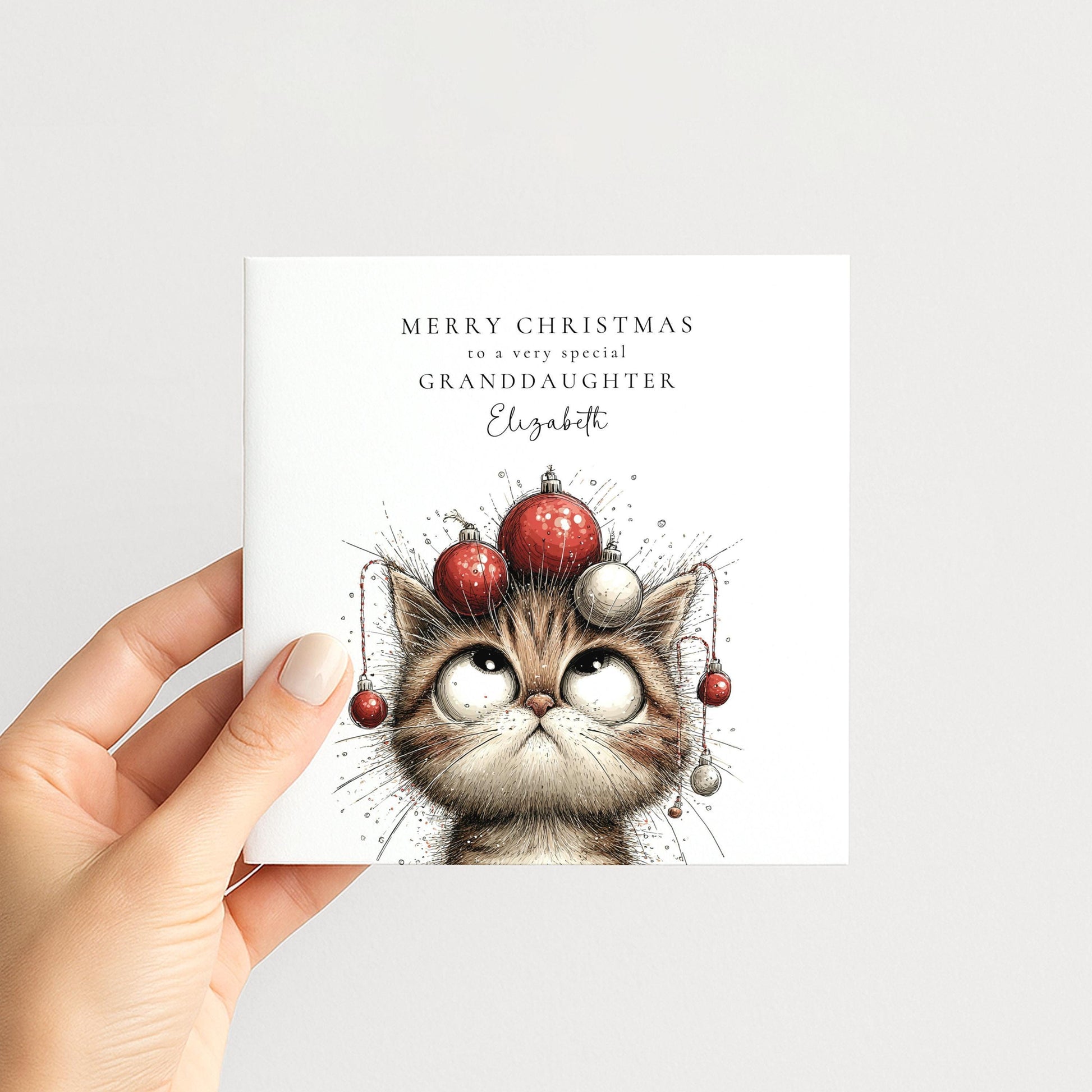 Granddaughter Christmas Card Cute Funny Cat