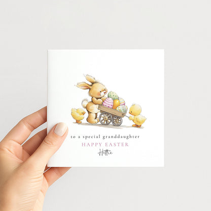 Granddaughter Easter Card – Personalised Bunny and Chick Springtime Greeting