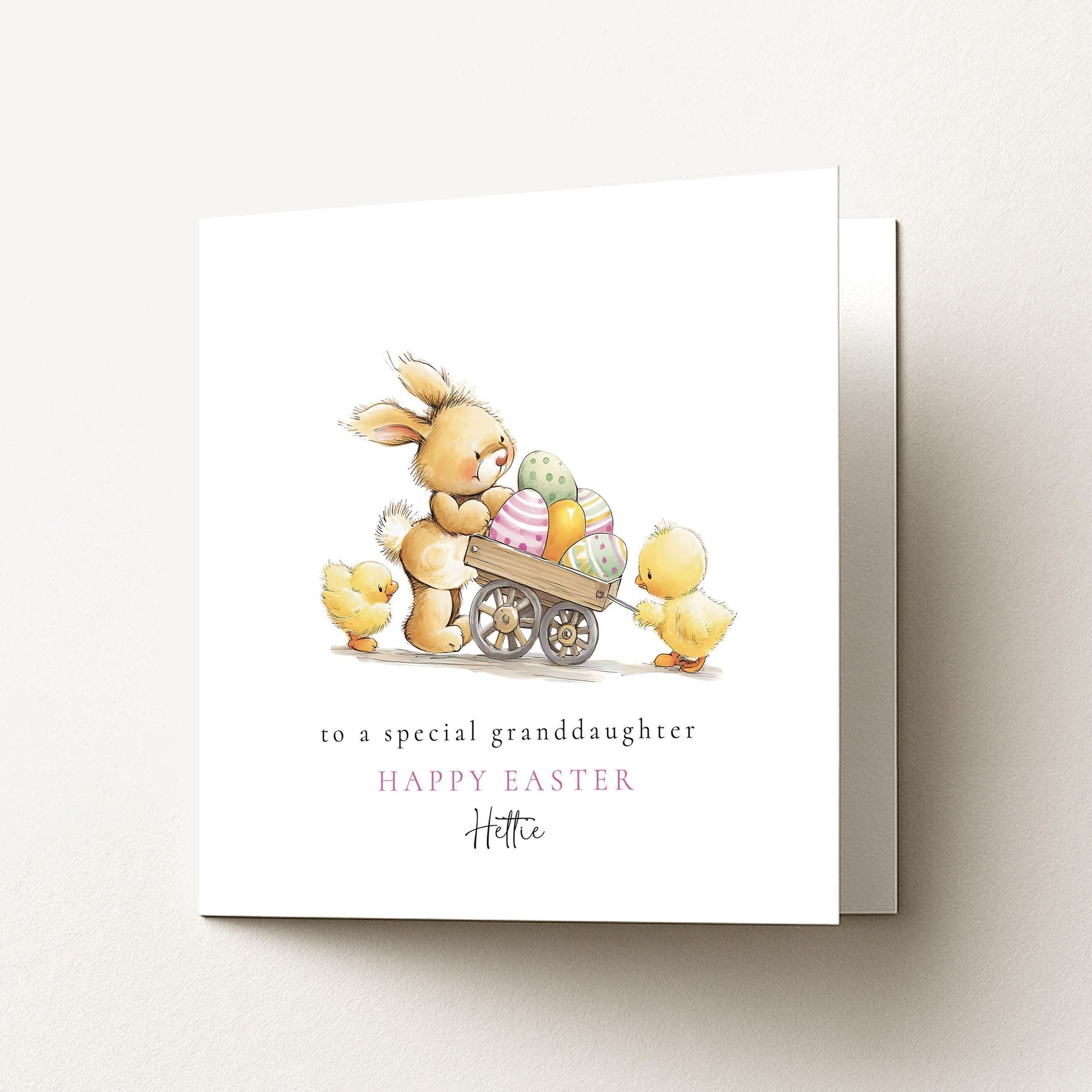 Granddaughter Easter Card – Personalised Bunny and Chick Springtime Greeting