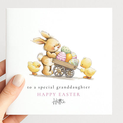Granddaughter Easter Card – Personalised Bunny and Chick Springtime Greeting