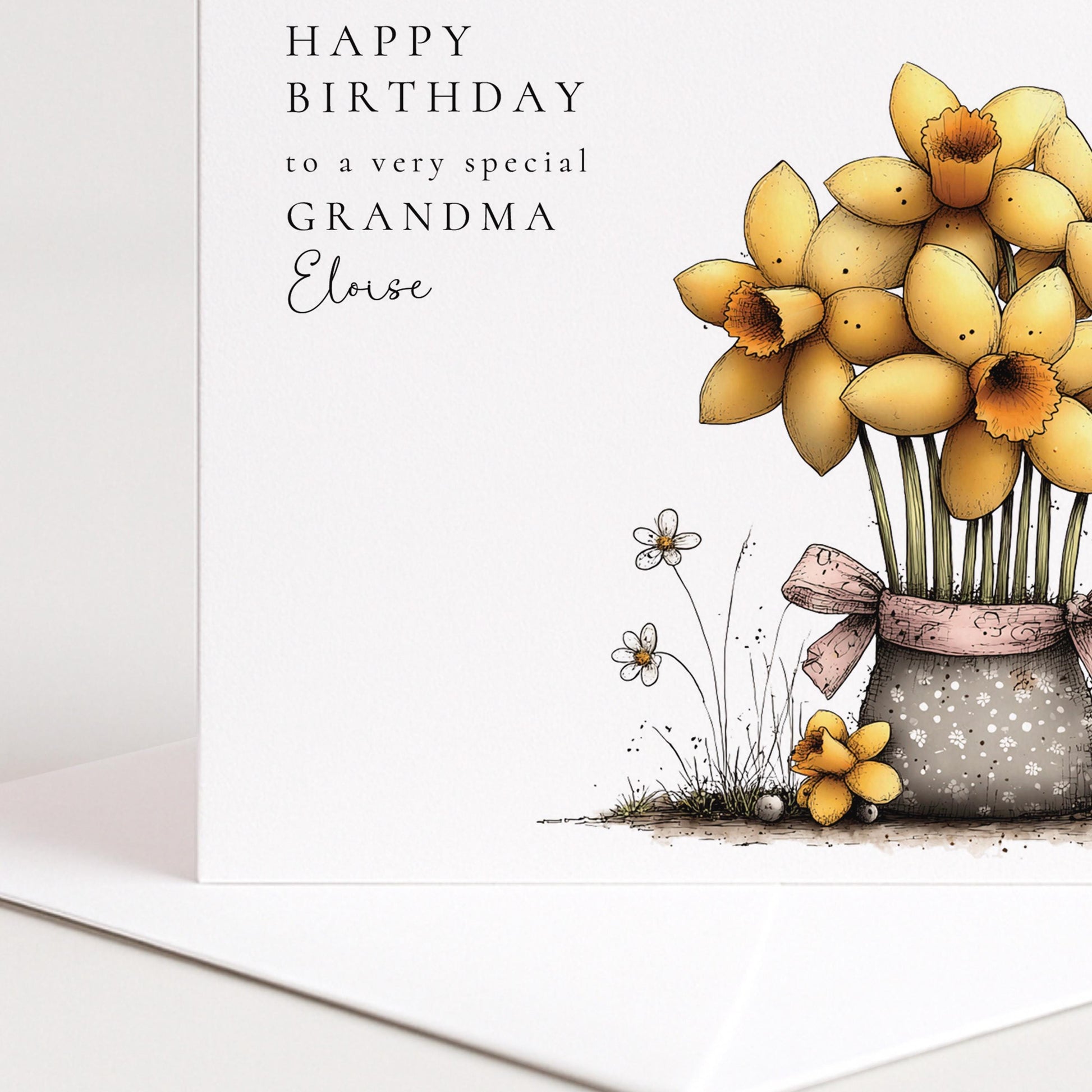Grandma Birthday Card – Personalised Floral Keepsake With Custom Name