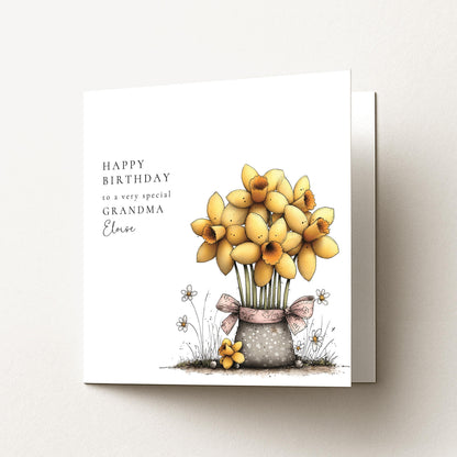 Grandma Birthday Card – Personalised Floral Keepsake With Custom Name
