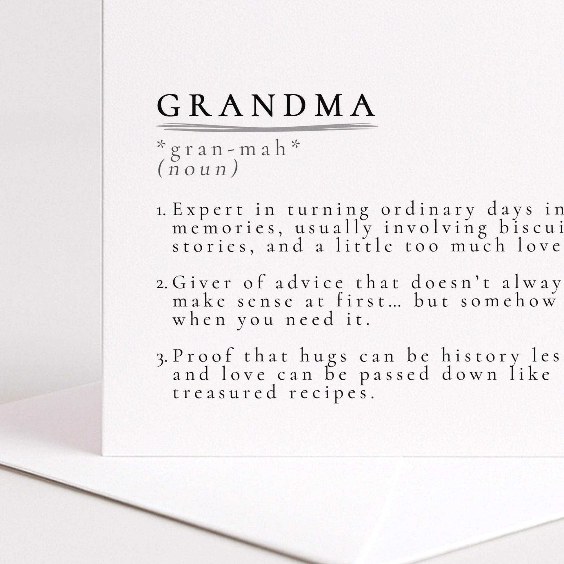 Grandma Definition Card – Sentimental Greeting Card | Premium Matte Finish