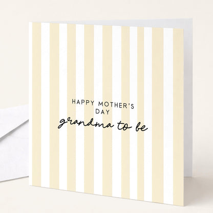 Grandma To Be Card – Modern Mother’s Day Card With Pink Stripe Design