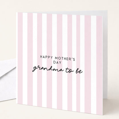 Grandma To Be Card – Modern Mother’s Day Card With Pink Stripe Design
