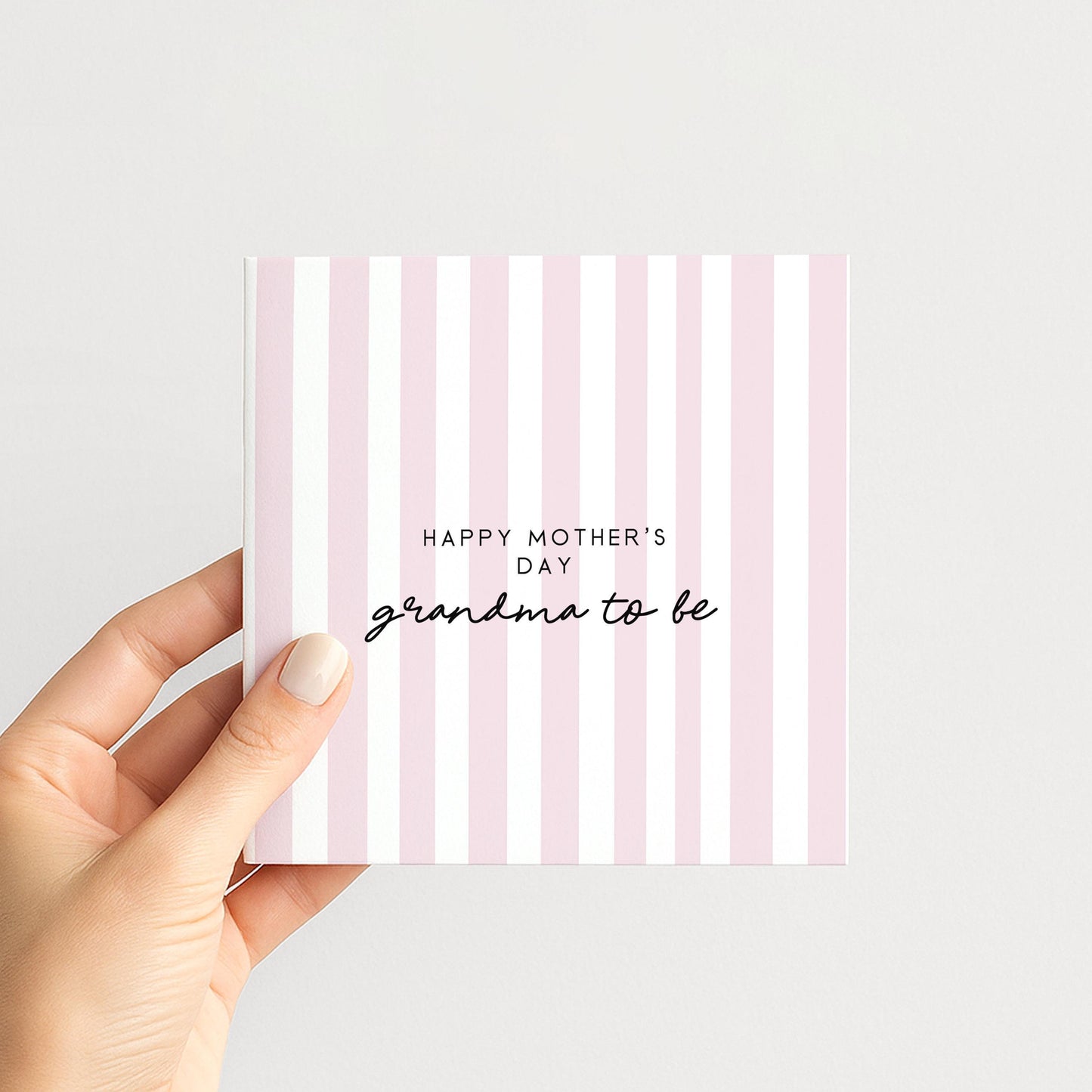 Grandma To Be Card – Modern Mother’s Day Card With Pink Stripe Design