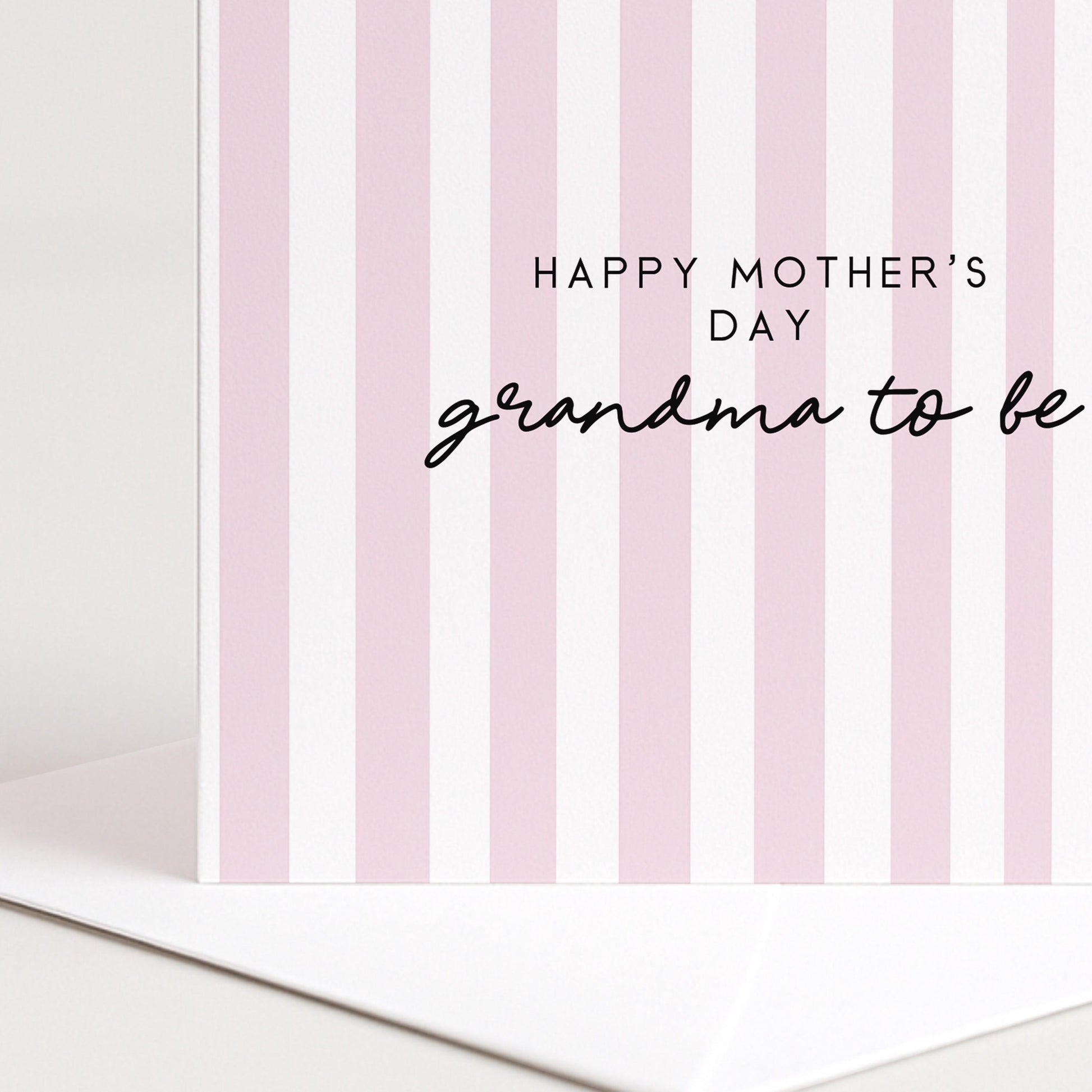 Grandma To Be Card – Modern Mother’s Day Card With Pink Stripe Design