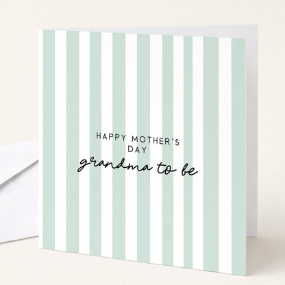 Grandma To Be Card – Modern Mother’s Day Card With Pink Stripe Design