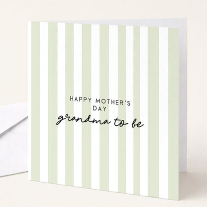 Grandma To Be Card – Modern Mother’s Day Card With Pink Stripe Design