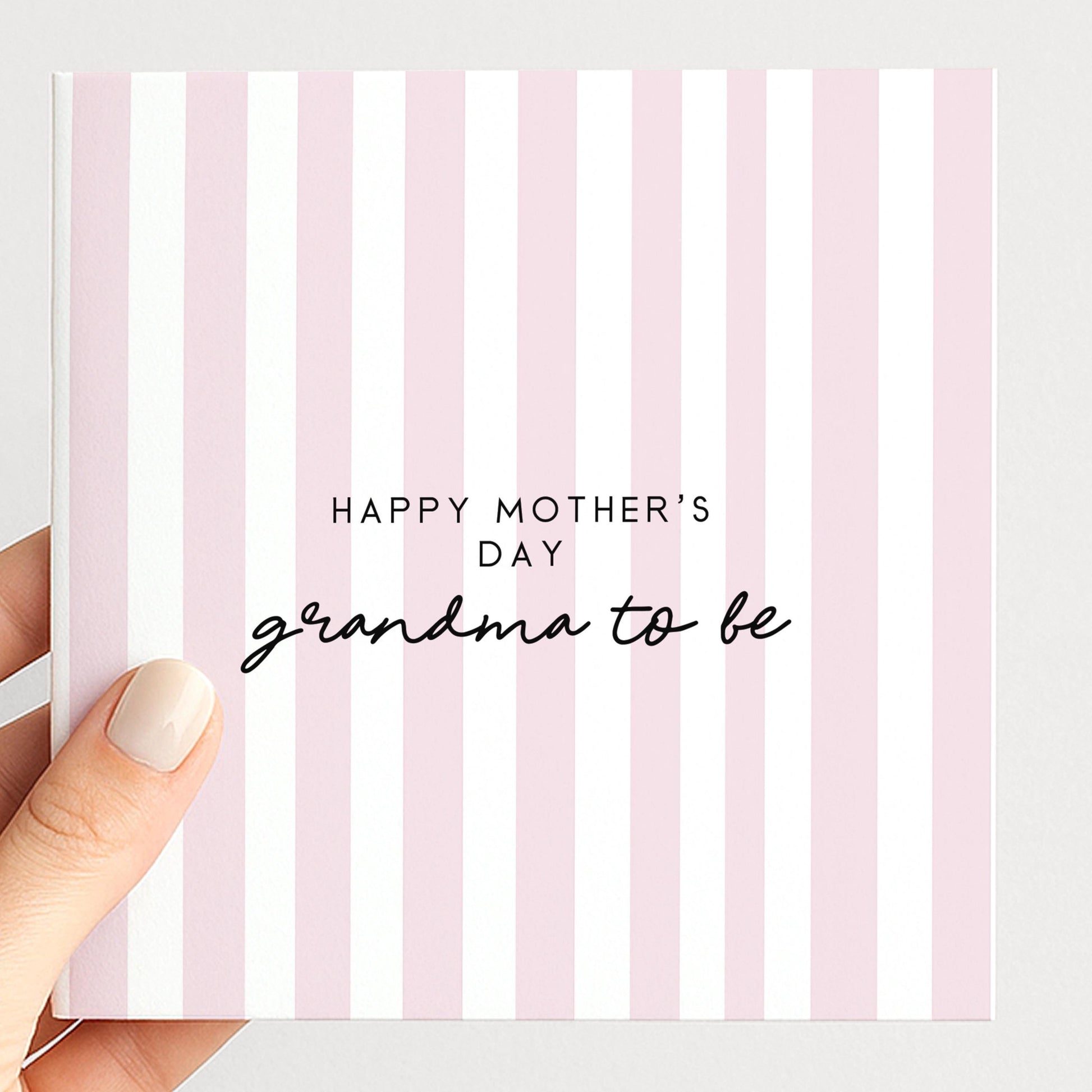 Grandma To Be Card – Modern Mother’s Day Card With Pink Stripe Design