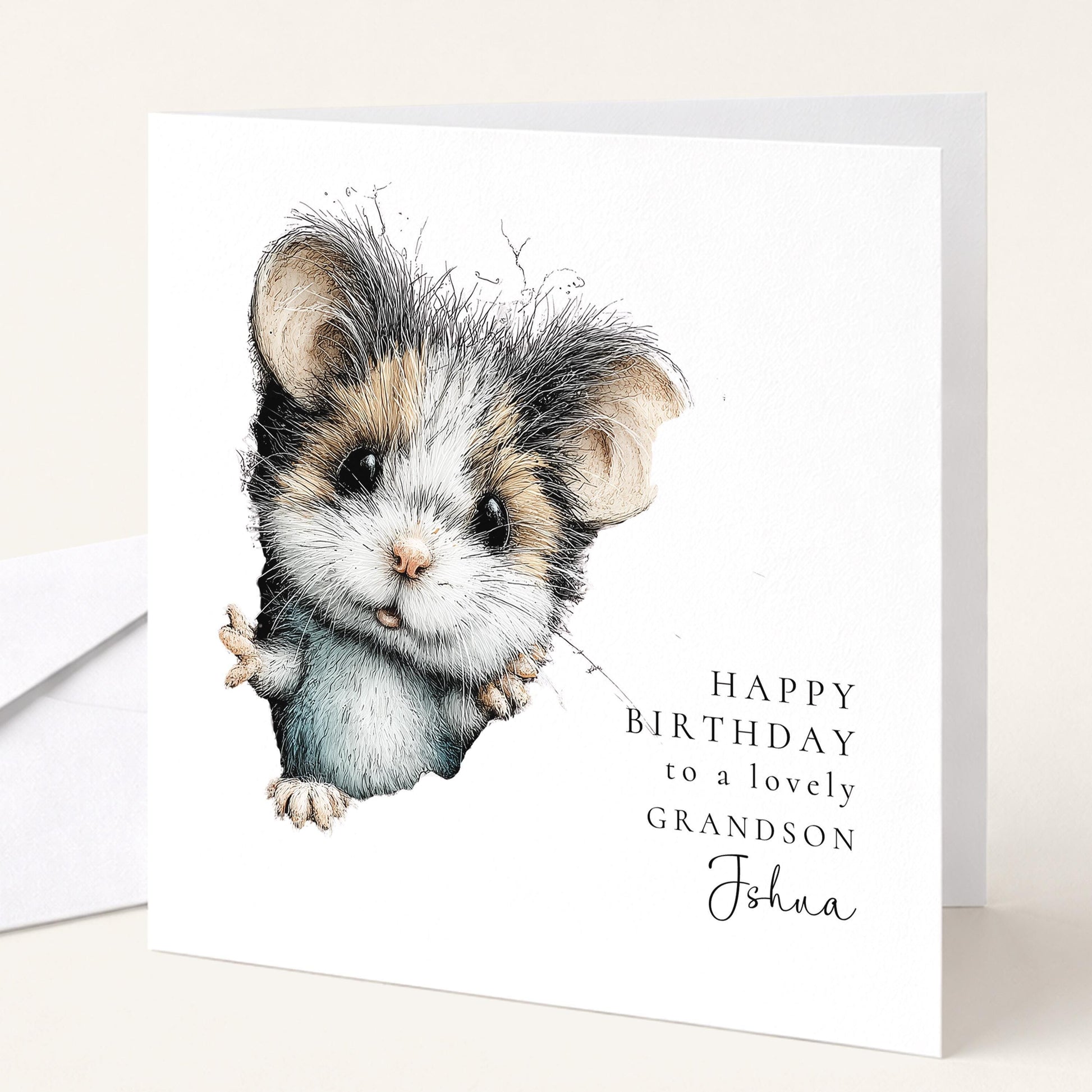 Grandson Birthday Card – Cute Mouse Illustration | Personalised Name & Sweet Keepsake