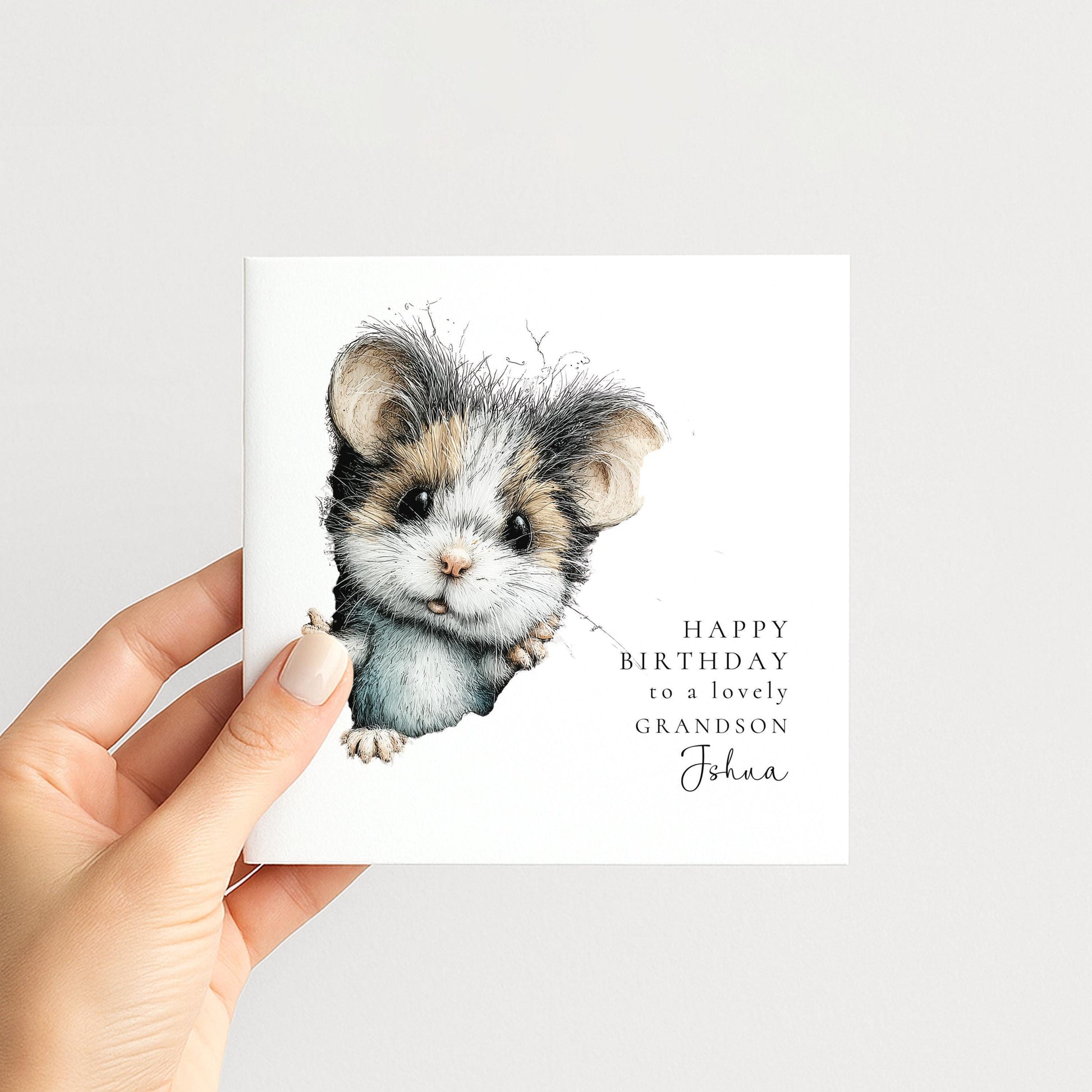 Grandson Birthday Card – Cute Mouse Illustration | Personalised Name & Sweet Keepsake