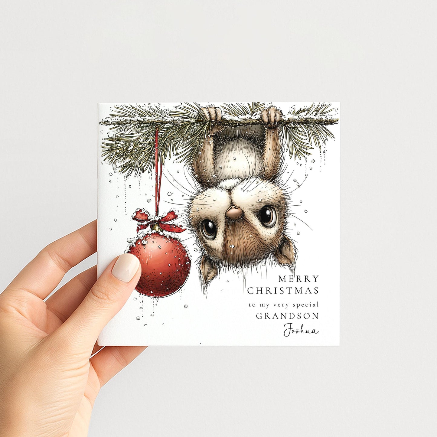 Grandson Christmas Card Personalised Funny Chipmonk