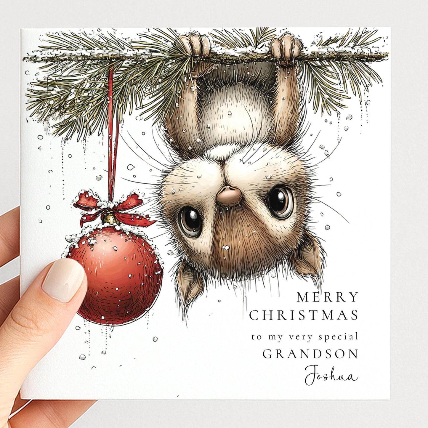 Grandson Christmas Card Personalised Funny Chipmonk