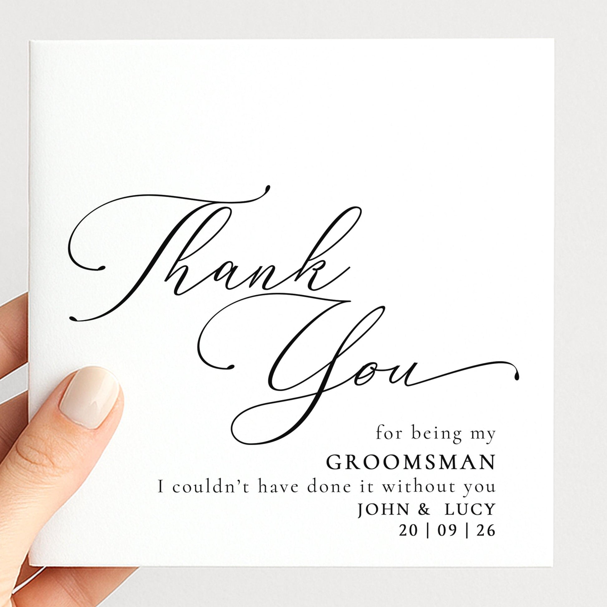 Groomsman Thank You Card – Personalised Wedding Keepsake With Matte Finish