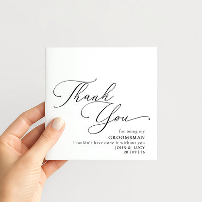 Groomsman Thank You Card – Personalised Wedding Keepsake With Matte Finish