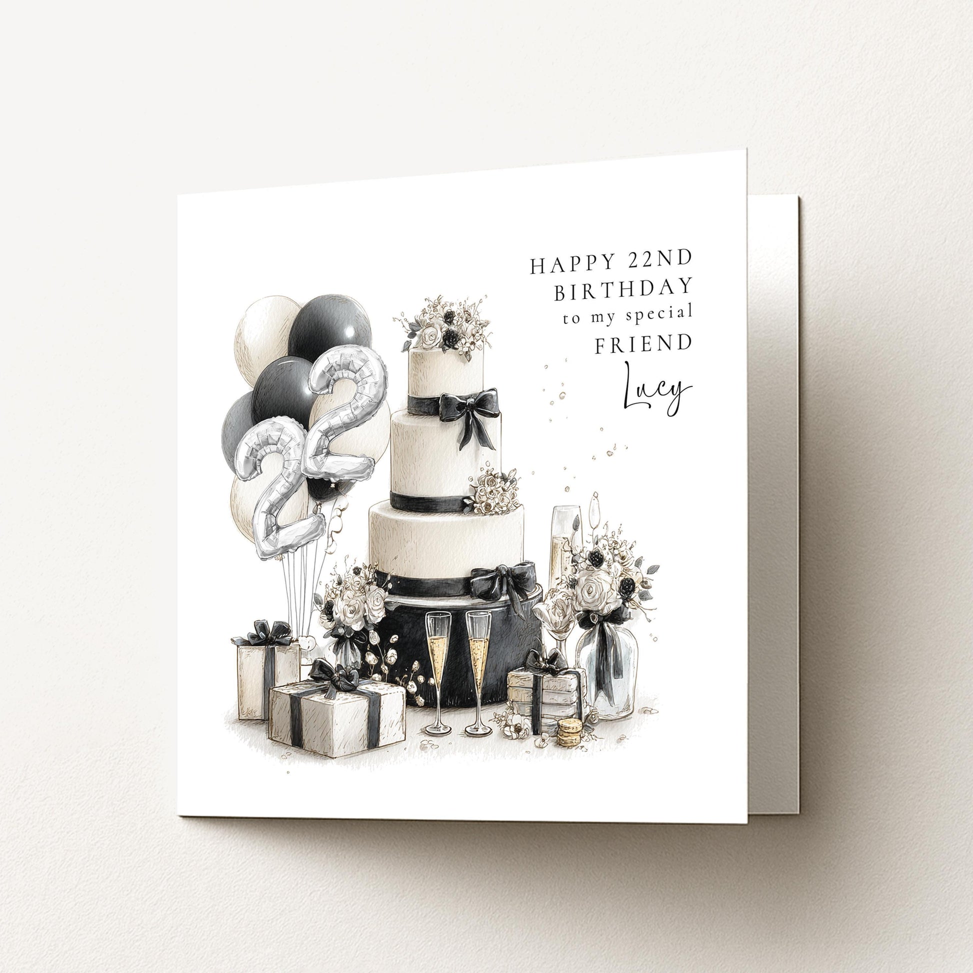 Happy Birthday Card for Friend with Silver Number Balloons