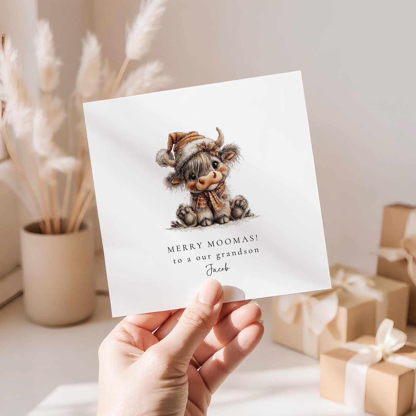 Highland Cow Christmas Card – Personalised