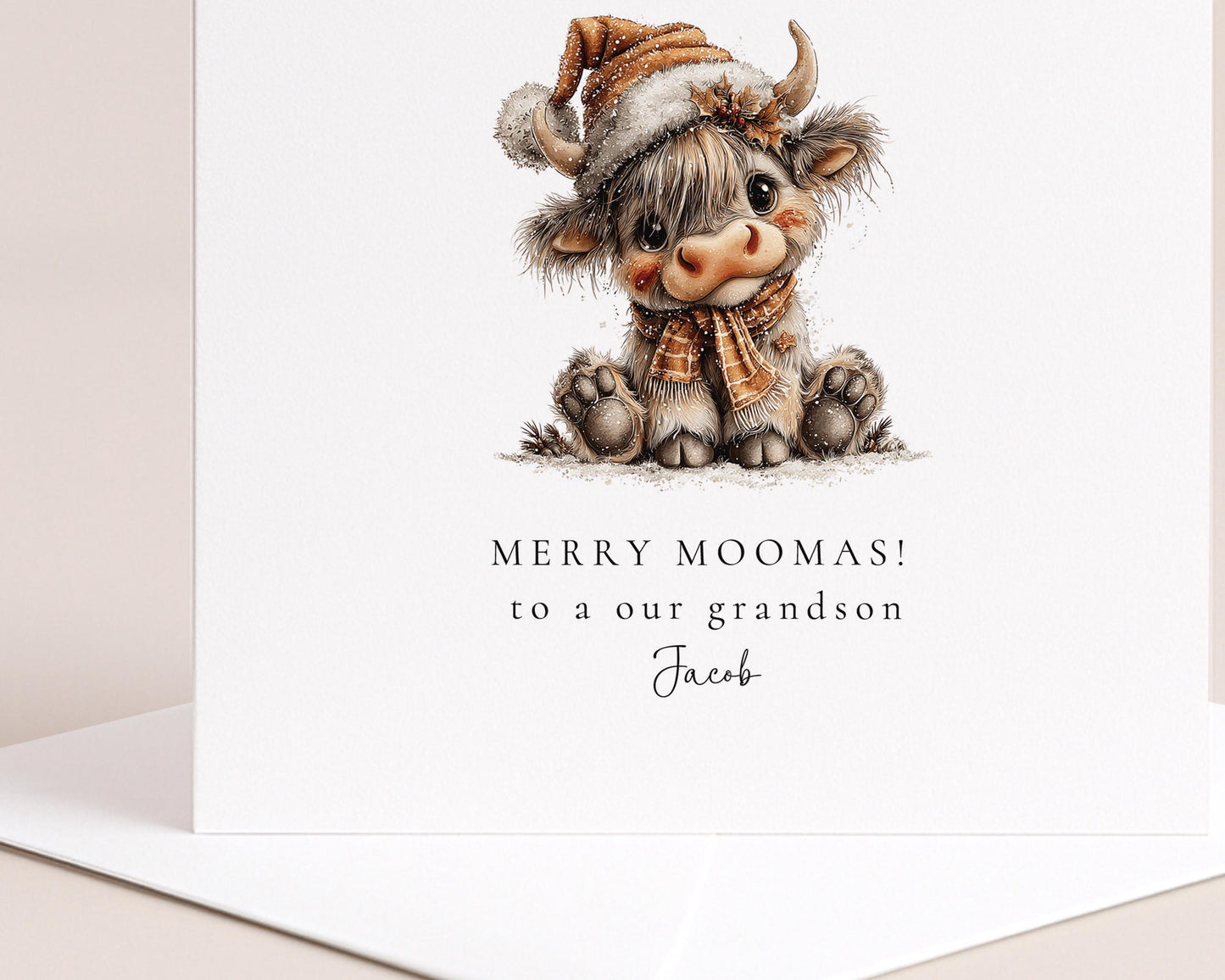 Highland Cow Christmas Card – Personalised
