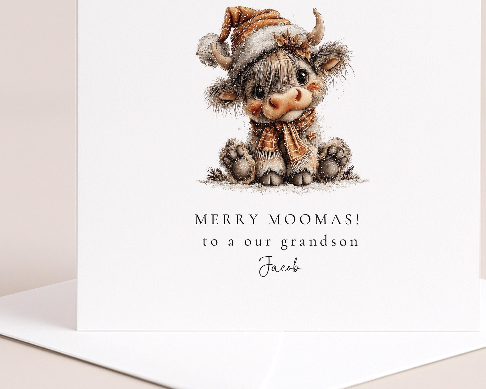 Highland Cow Christmas Card – Personalised