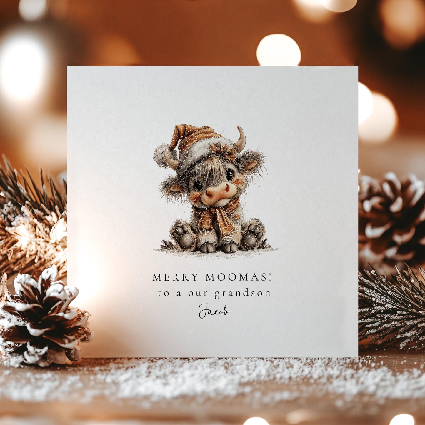 Highland Cow Christmas Card – Personalised
